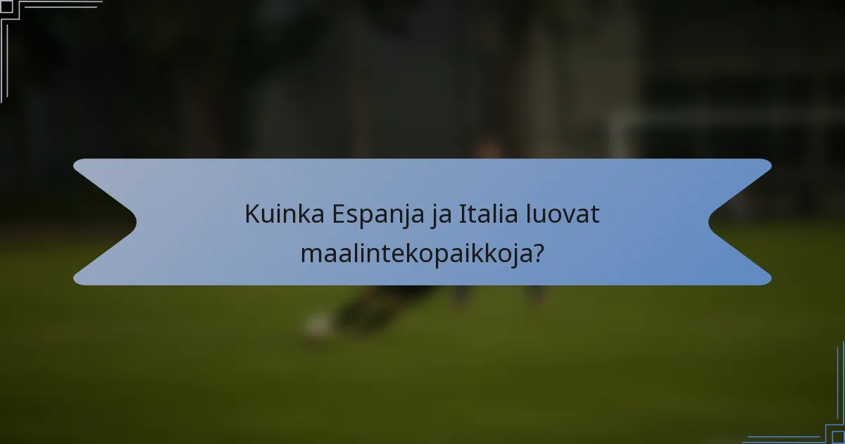 Kuinka Espanja ja Italia luovat maalintekopaikkoja?