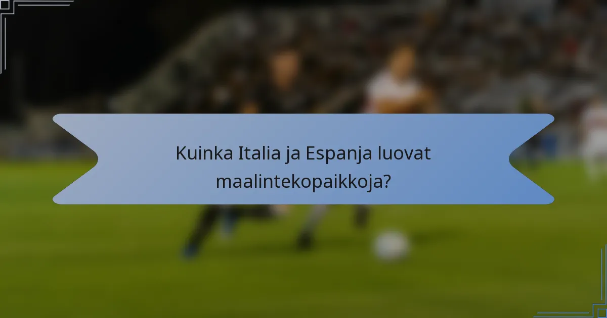 Kuinka Italia ja Espanja luovat maalintekopaikkoja?