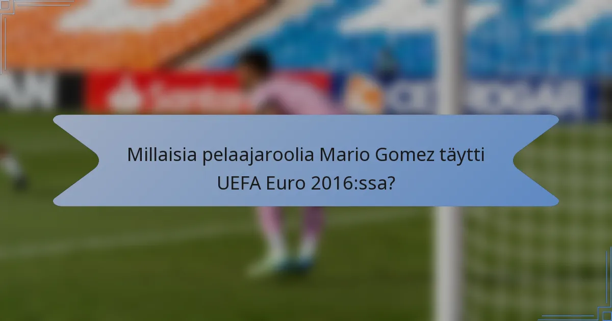 Millaisia pelaajaroolia Mario Gomez täytti UEFA Euro 2016:ssa?