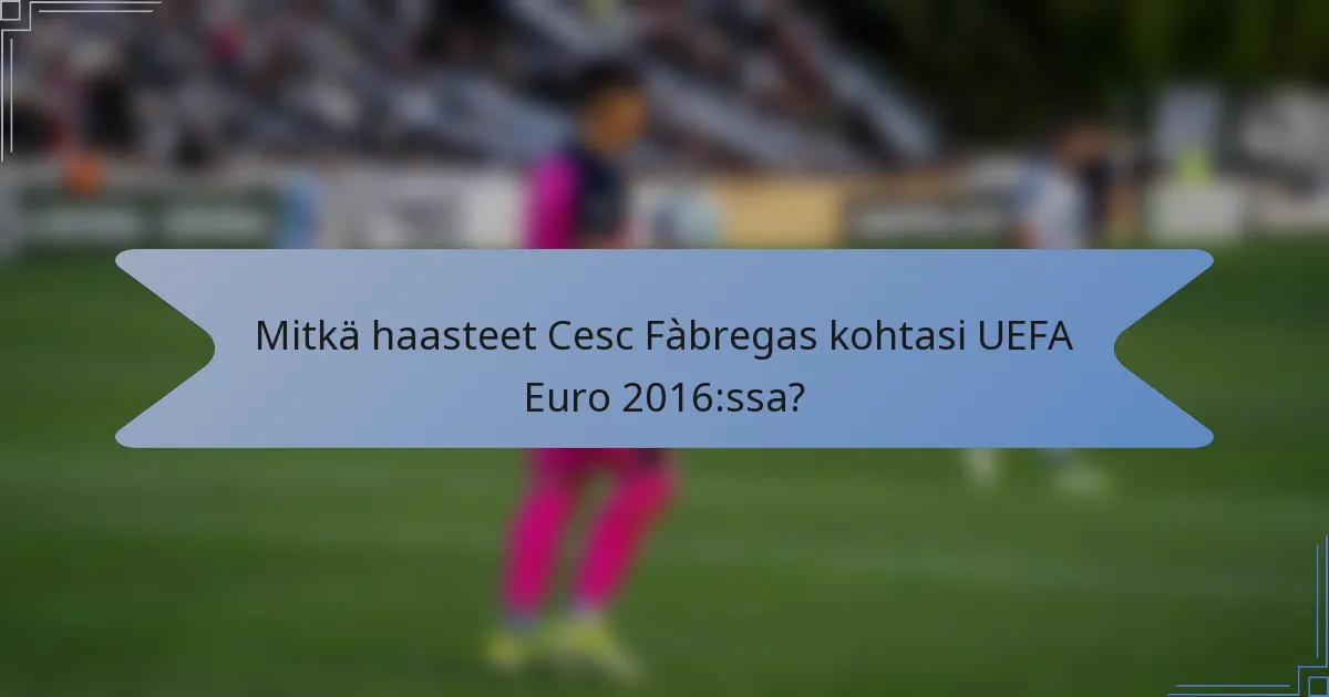Mitkä haasteet Cesc Fàbregas kohtasi UEFA Euro 2016:ssa?